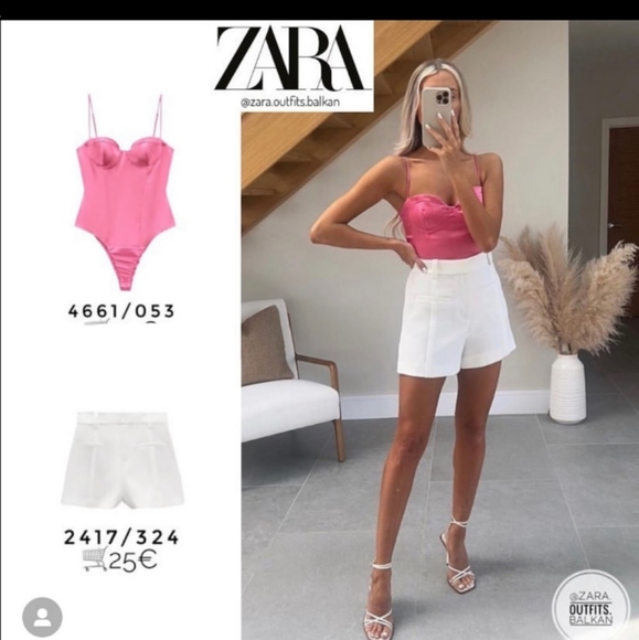 Nwt Zara Satin Effect hot pink Bodysuit - Picture 3 of 5
